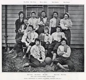 Sport Prints: Lady footballers, the South Team, 1895