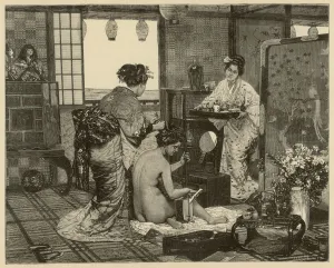 Servants Prints: A Lady is waited on by two Japanese Servants