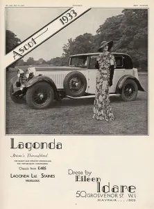 Floral Prints: Lagonda advertisement, 1933 and Idare dress