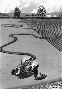 Plough Prints: Land Girl cartoon, WWII