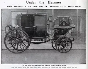 Drawn Prints: The late Duke of Cambridges carriage which was put up for auction in 1904 fetching a