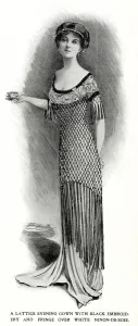 Gown Prints: Lattice fishtail evening gown 1910