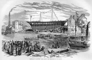1850s Prints: Launch of La Hogue, Sunderland 1855