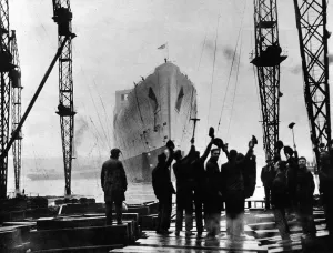 May Prints: The Launch of R. M. S. Queen Mary, Clydebank, September 1934