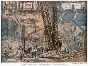 Street Prints: Laying Foundations on a building site on Oxford Street
