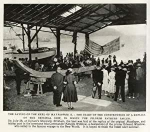 Building Prints: The laying of the keel of Mayflower II
