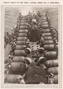 Laying Prints: Laying mines, Italian navy, World War One