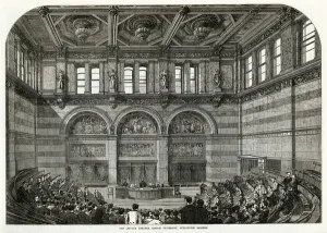 University Prints: Lecture theatre, London University, Burlington House 1871