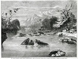 1850s Prints: Limpopo River, Mozambique, south-east Africa Date: 1856