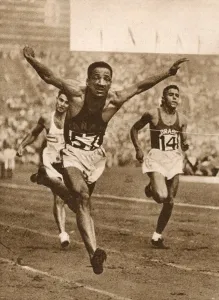 Competitor Prints: Lloyd B. Labeach sprinting, 1948 London Olympics