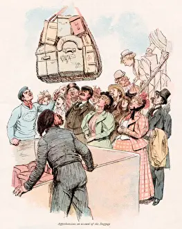 Operations Prints: Loading baggage onto a Channel steamer - the passengers watch with apprehension as their