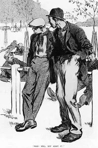 Arms Prints: Loafers in the park - WW1 recruitment cartoon