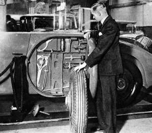 Rolls Prints: Side locker in a Rolls Royce