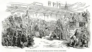 1850s Prints: London Bridge, Great Cab Strike 1853