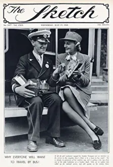 1940 Prints: London transport recruiting female bus conductors to replace men called up for national