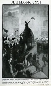 Celebrating Prints: Londoners in Trafalgar Square on outbreak of WW1