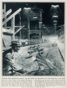 Flag Prints: Londons First Greyhound Racing at White City by C. E. Turner
