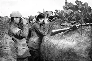 Daring Prints: Looking for the daring German sniper: British soldiers engaged in locating one of the enemys sharpshooters