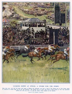Derby Prints: Looking Down at Epsom: A Finish for the Derby