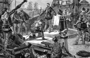 May Prints: Lord Howard of Effingham on the quarterdeck of the Ark Royal