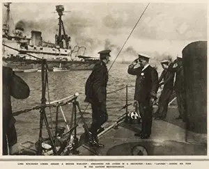 Tour Prints: Lord Kitchener embarking for Athens aboard the Destroyer H. M