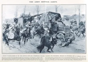 Bravery Prints: Lorries of Army Service Corps in Great War Deeds, WW1