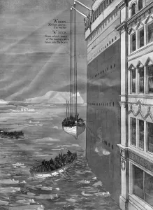 Titanic Prints: Lowering the life boats