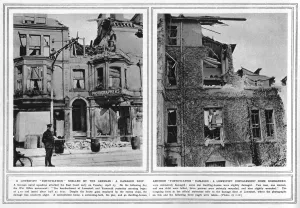 Suffolk Prints: Lowestoft bombardment - damaged buildings, 1916