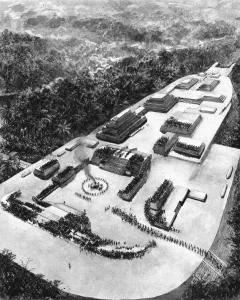 Reconstruction Prints: Lubaantun archaeology - reconstruction of the citadel
