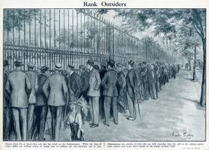 Railings Prints: Lunchtime scene on the Embankment, London, WW1