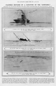 Sunk Prints: The Lusitania struck by a torpedo