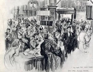 Wwii Prints: The main lobby at the American Red Cross Club, Rainbow Corner, London