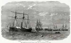 Ship Prints: Her Majestys Ship Majestic keeping watch over the Steam-Rams in the Mersey