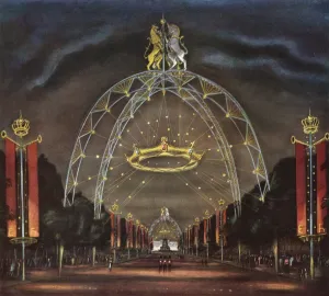 Processional Prints: The Mall at night decorated for the Coronation, 1953