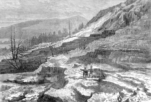 Benefit Prints: Mammoth Hot Springs, Gardiners River, Yellowstone, 1874