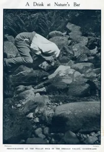 Rocks Prints: Man drinking, Willan Beck, Eskdale Valley, Cumberland