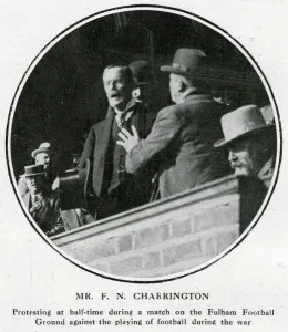 Fulham Prints: Man protesting against playing of football during WW1