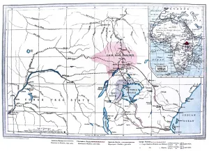 Ocean Prints: Map of Central Africa showing the likely routes of the Emin