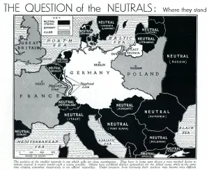 European Prints: Map of Europe showing WW2 alliances, September 1939
