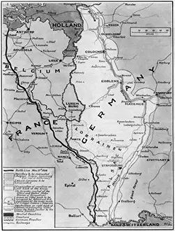 European Prints: Map of Germany, Belgium, France illustrating Armistice