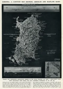 Mountains Prints: Map of Sardinia by G. H. Davis