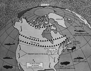 1958 Prints: Map showing distant early warning line for defence