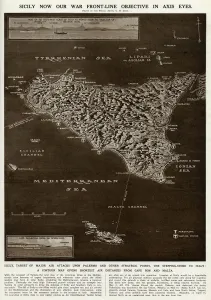 Strategic Prints: Map of Sicily by G. H. Davis
