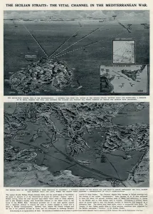Straits Prints: Maps of Sicilian Straits and Mediterranean by G. H. Davis