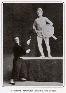 Feather Prints: Marceline the clown with the moving statue