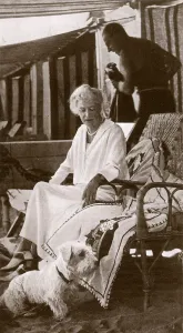 Prints of Jane di San Faustino, one of the leaders of Venice society pictured at the Lido with her Sealyham Terrier October Prints: Marchese di San Faustino at the Venice Lido