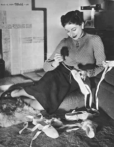 Ballet Prints: Margot Fonteyn repairing her ballet shoes