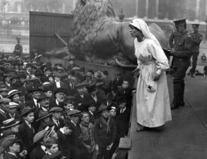 Angel Prints: Marie Somers in Trafalgar Square, C. 1915