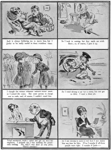 Volunteer Prints: Marriage or war work, WW1 cartoon by A. Wallis Mills