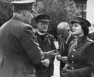 Christianity Prints: Mary Churchill christens a canteen, 1944